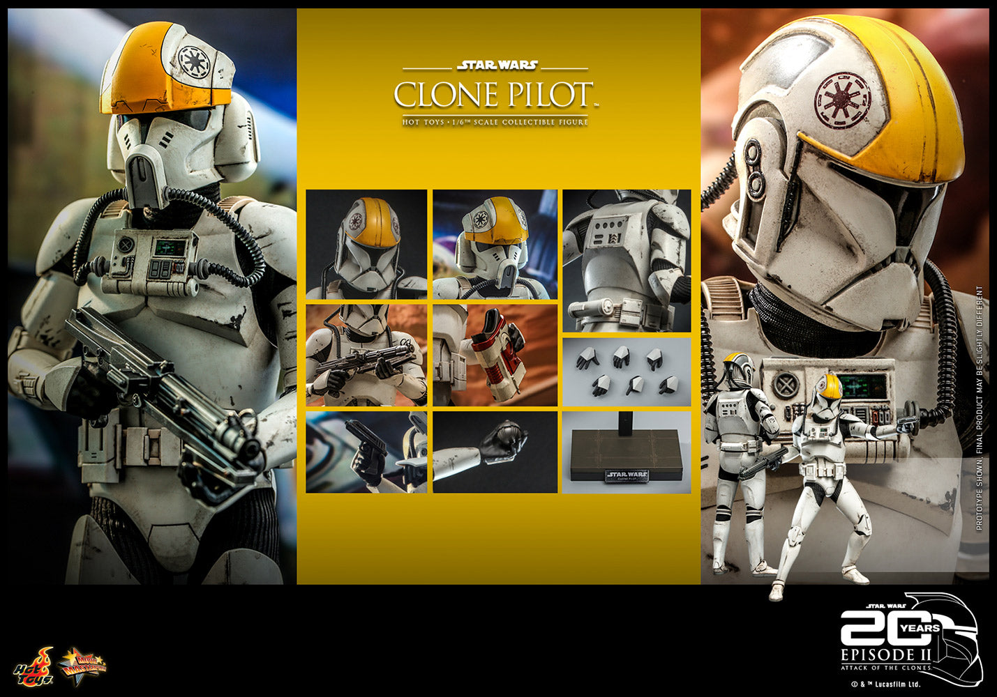 Hot Toys 1:6 Scale Collectible Clone Pilot Figure Commemorating the 20th Anniversary of Star Wars Attack Of The Clones