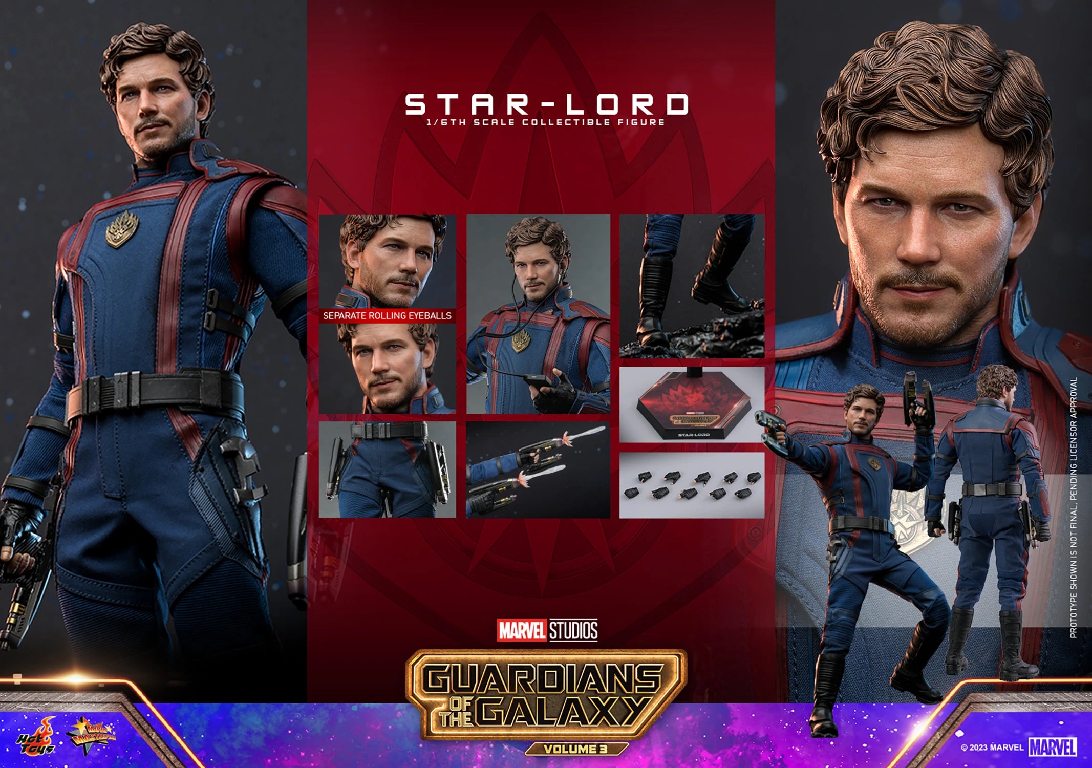 Hot Toys 1/6th Scale Collectible Figure of Star - Lord from Guardians of the Galaxy Vol. 3
