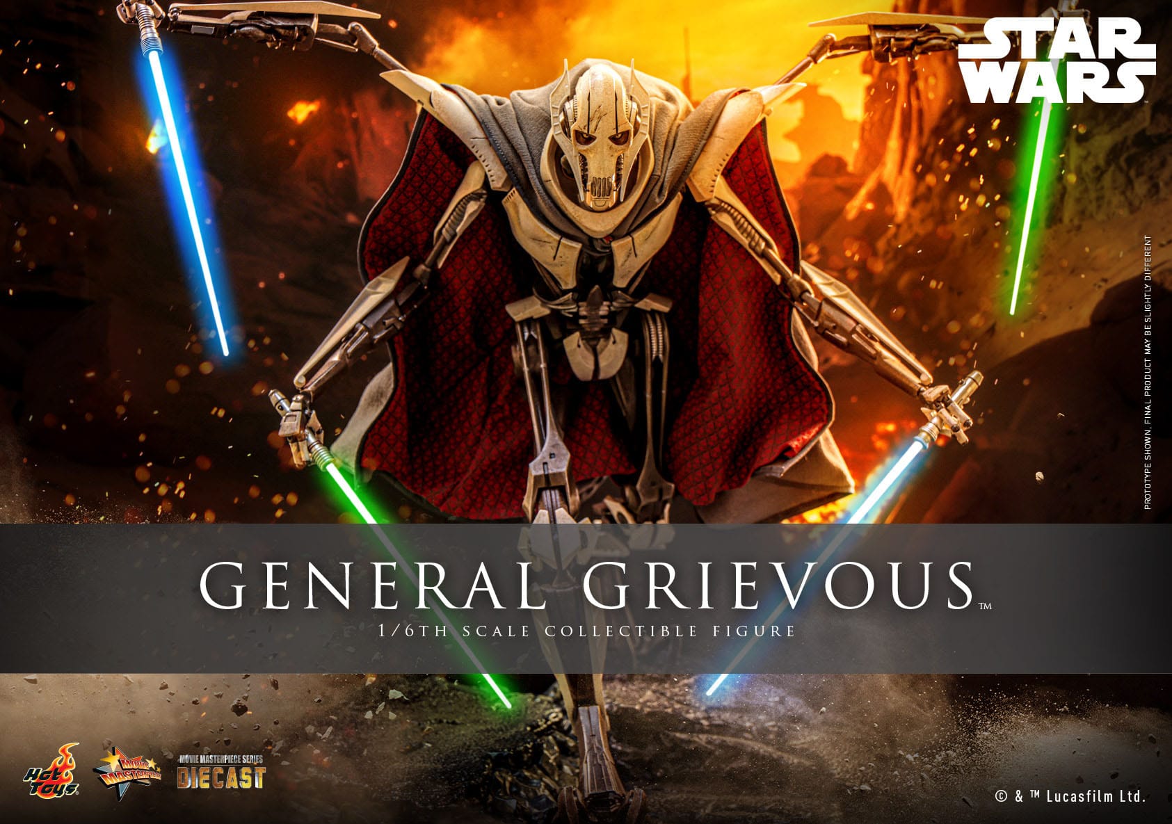 Hot Toys Highly Detailed 1/6th Scale Collectible Figure of General Grievous from Star Wars: Revenge of the Sith