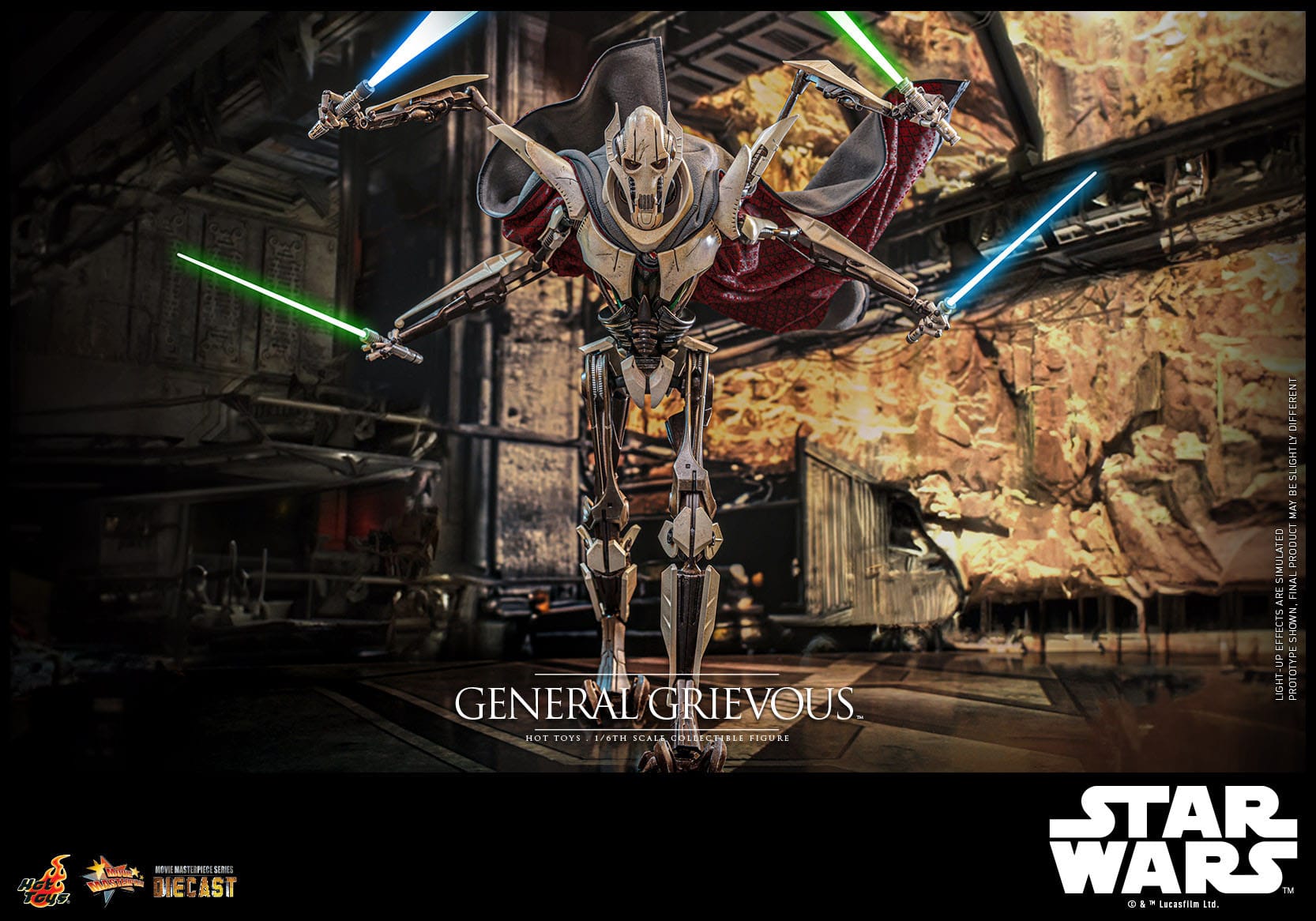 Hot Toys Highly Detailed 1/6th Scale Collectible Figure of General Grievous from Star Wars: Revenge of the Sith