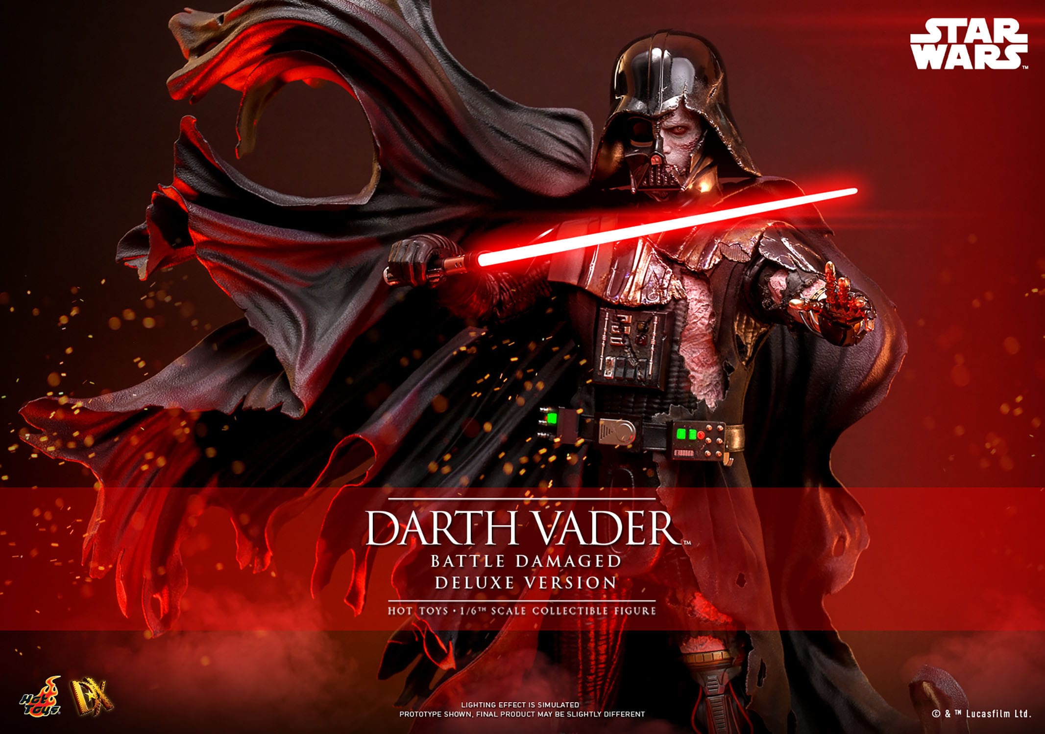 Hot Toys Star Wars Deluxe 1/6th Scale Collectible Action Figure of Battle - Damaged Darth Vader
