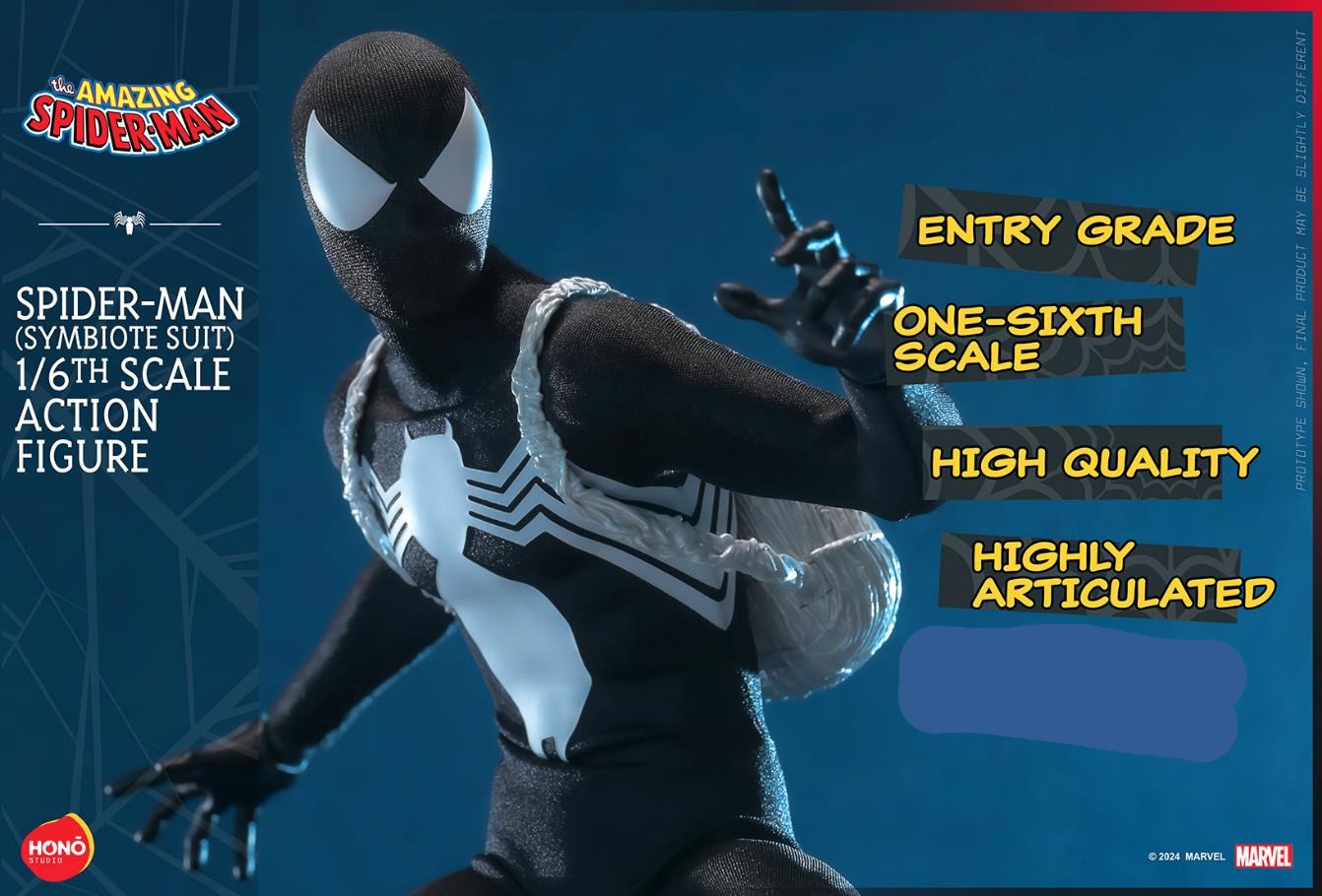 Hot Toys Hono Studio 1/6th Scale Collectible Marvel Spider Man Action Figure with Symbiote Suit