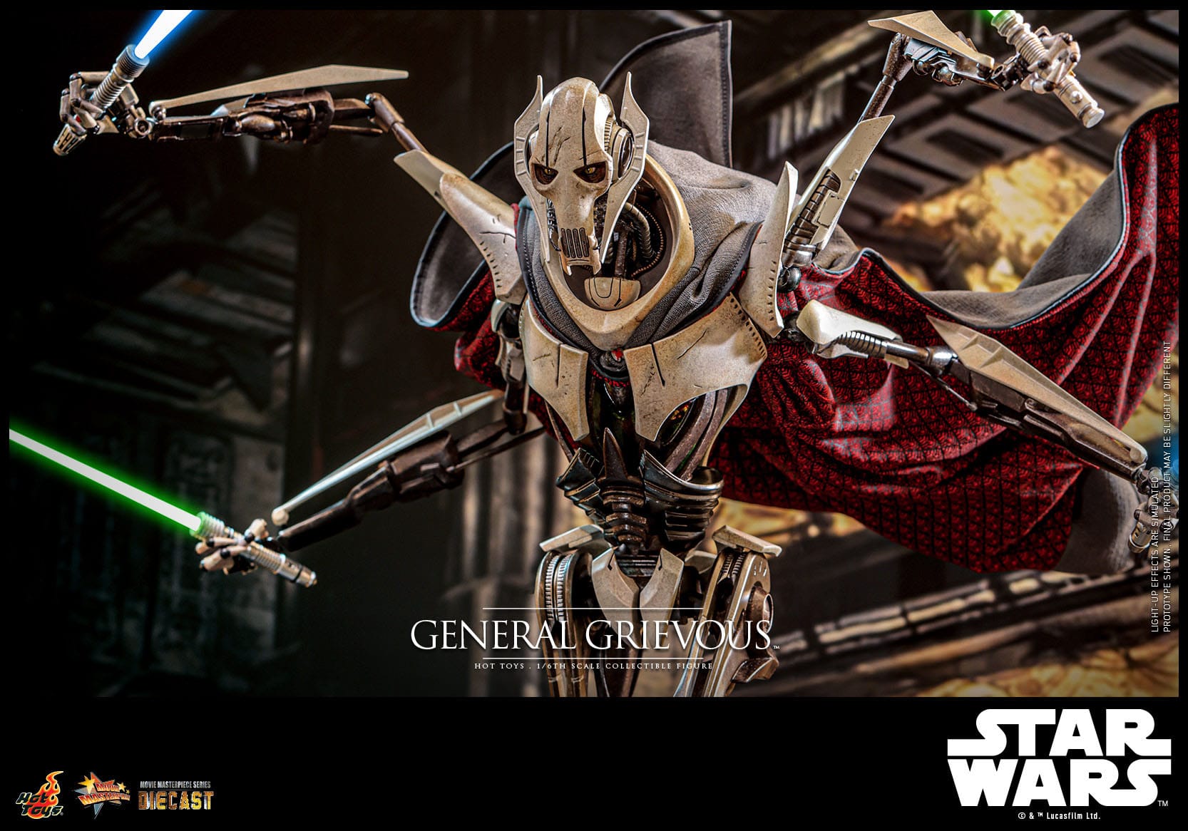 Hot Toys Highly Detailed 1/6th Scale Collectible Figure of General Grievous from Star Wars: Revenge of the Sith