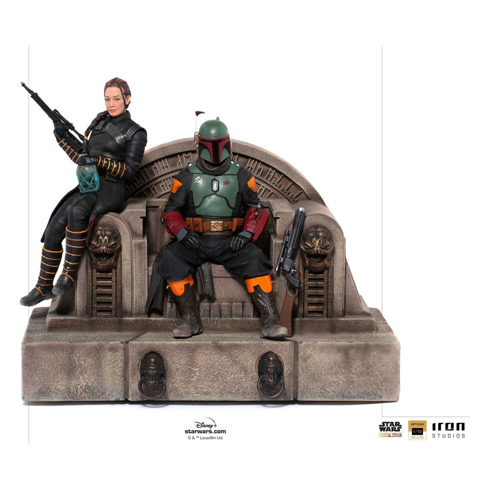 Iron Studios Premium 1/10 Deluxe Art Scale Statue of Boba Fett and Fennec Shand on Throne from Star Wars The Mandalorian