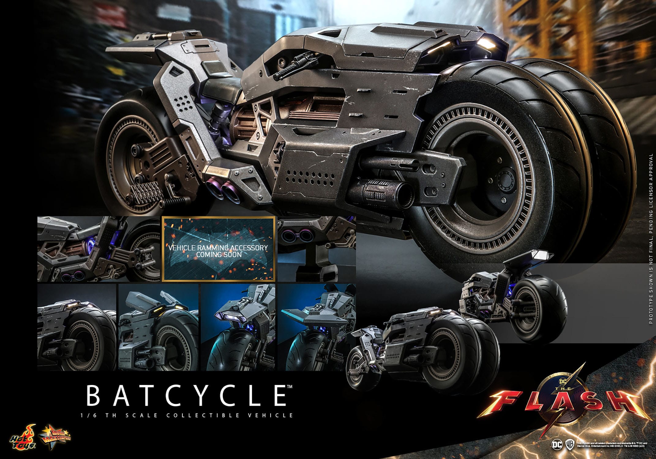 Hot Toys 1/6th Scale Collectible DC Comics The Flash Movie Batcycle Figure for Enthusiasts
