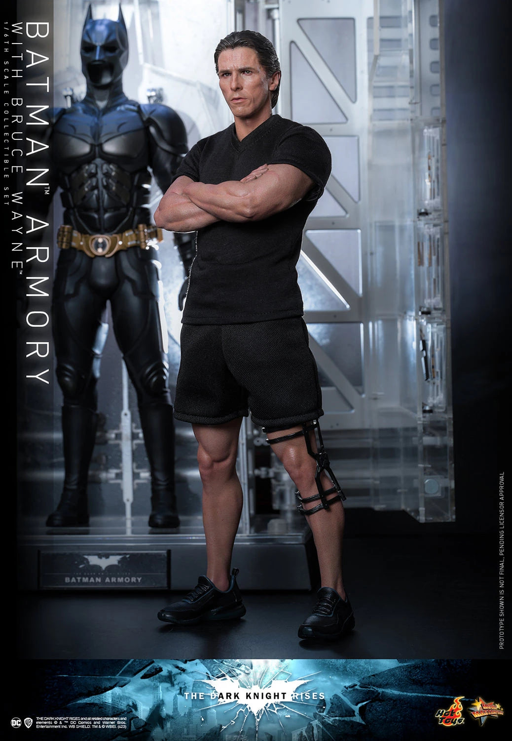 Hot Toys 1/6th Scale Collectible Set of The Dark Knight Rises Batman Armory along with Bruce Wayne Figure