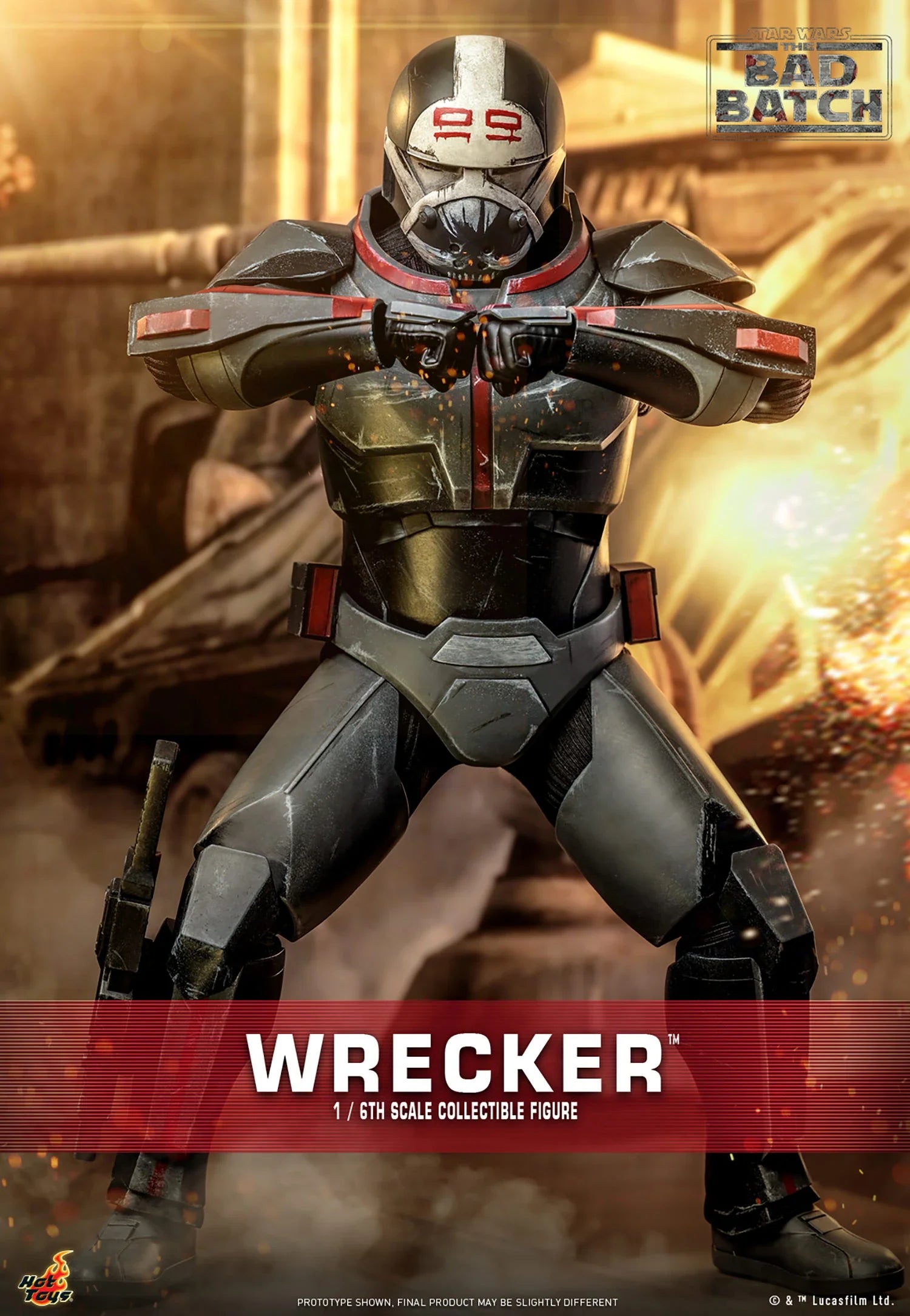 Hot Toys Highly Detailed 1/6th Scale Collectible Figure of Wrecker from Star Wars The Bad Batch