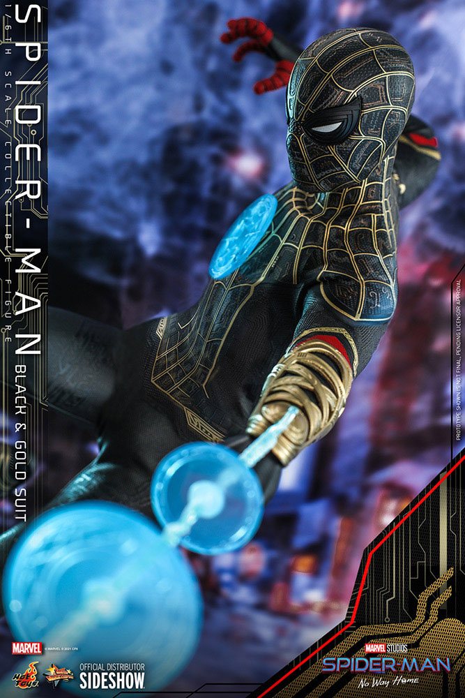 Hot Toys 1/6 Scale Movie Masterpiece Spider-Man in Black & Gold Suit from No Way Home