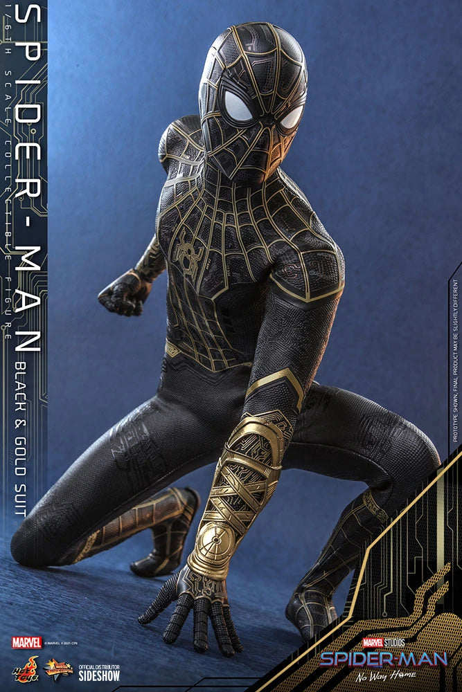 Hot Toys 1/6 Scale Movie Masterpiece Spider-Man in Black & Gold Suit from No Way Home