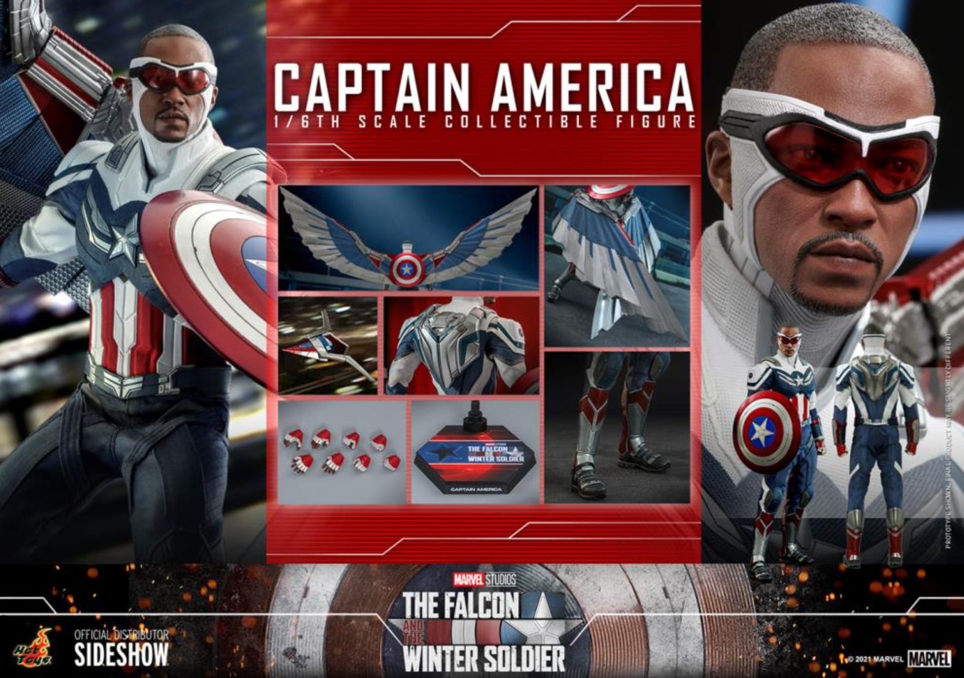 Hot Toys 1/6 Scale Captain America Sam Wilson Figure from The Falcon and the Winter Soldier