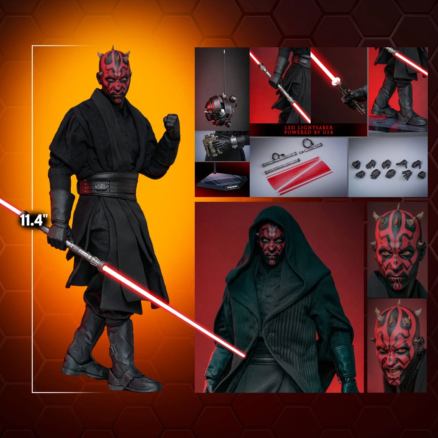 Hot Toys 1/6th Scale Collectible Action Figure of Darth Maul from Star Wars: The Phantom Menace