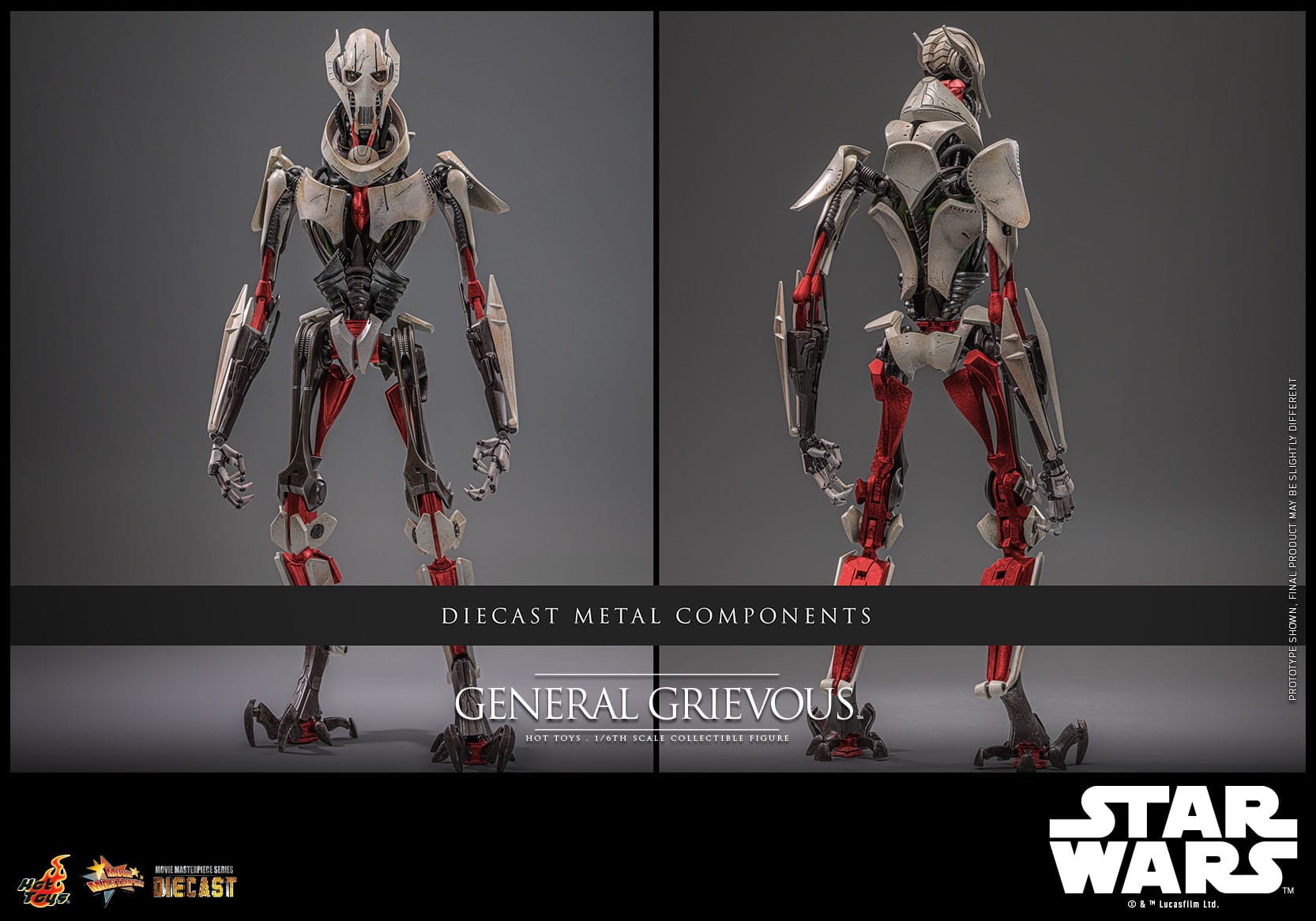 Hot Toys Highly Detailed 1/6th Scale Collectible Figure of General Grievous from Star Wars: Revenge of the Sith