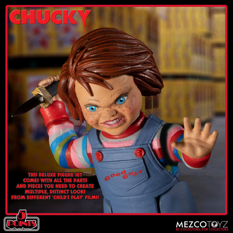 Mezco 5 Points Deluxe Chucky Action Figure Set for Collectors
