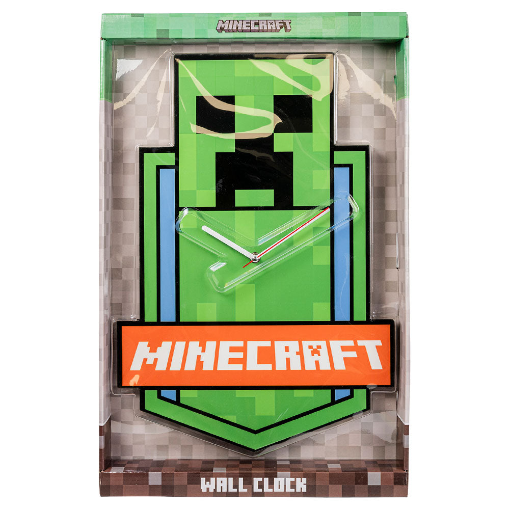 Extra Large Premium Minecraft Metal Wall Clock in Creeper Shape