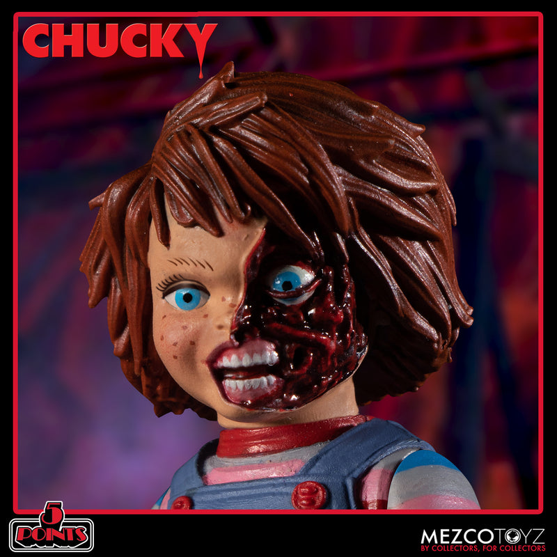 Mezco 5 Points Deluxe Chucky Action Figure Set for Collectors