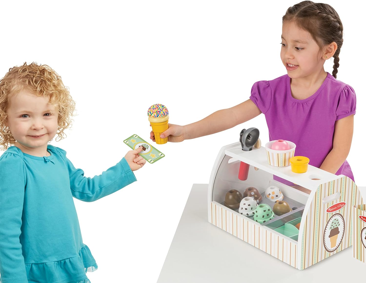Melissa & Doug Premium Wooden Ice Cream Counter Toy Shop for Kids' Role - Playing