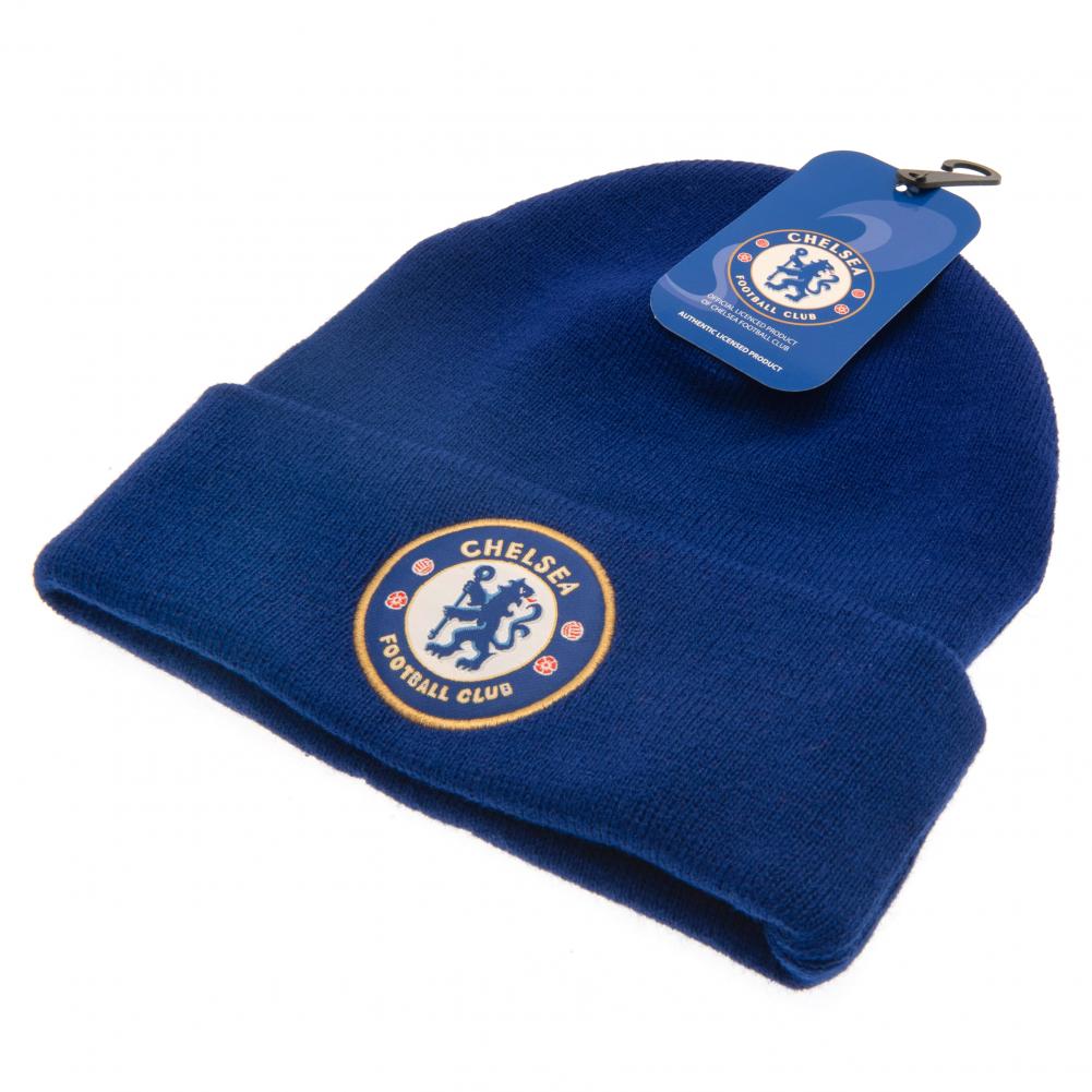 Chelsea FC Full - Color Embroidered Royal Blue Beanie with Turn - Up Cuff