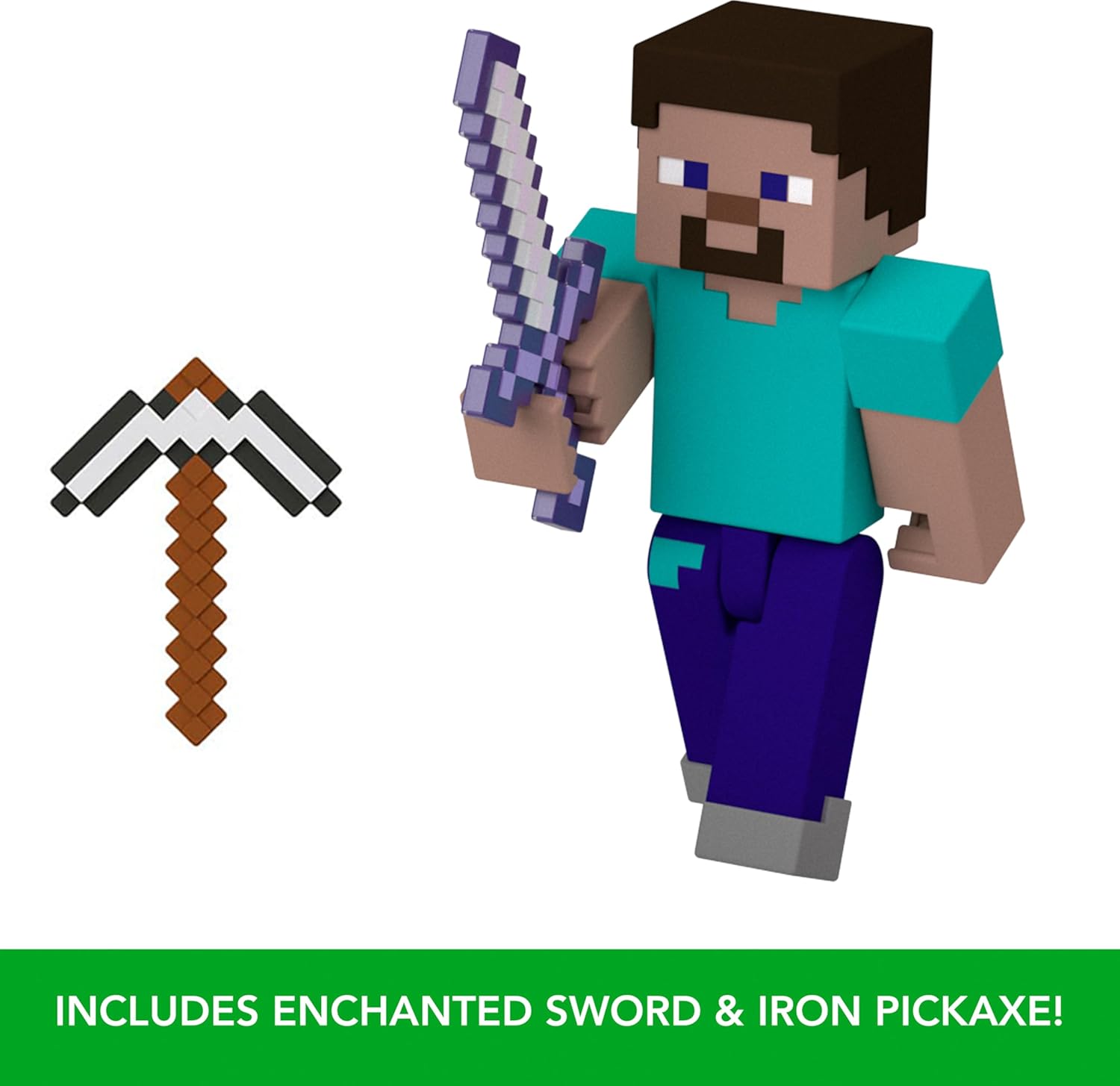 3.25-Inch Scale Minecraft Steve Collectible Action Figure with Iconic Accessories