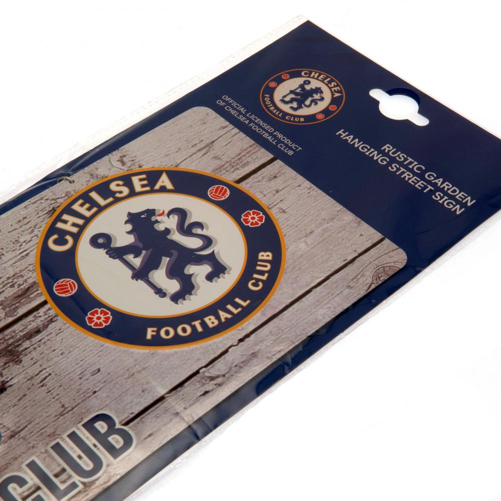 Chelsea FC Stamped Metal Rustic Hanging Garden Sign with Club Crest