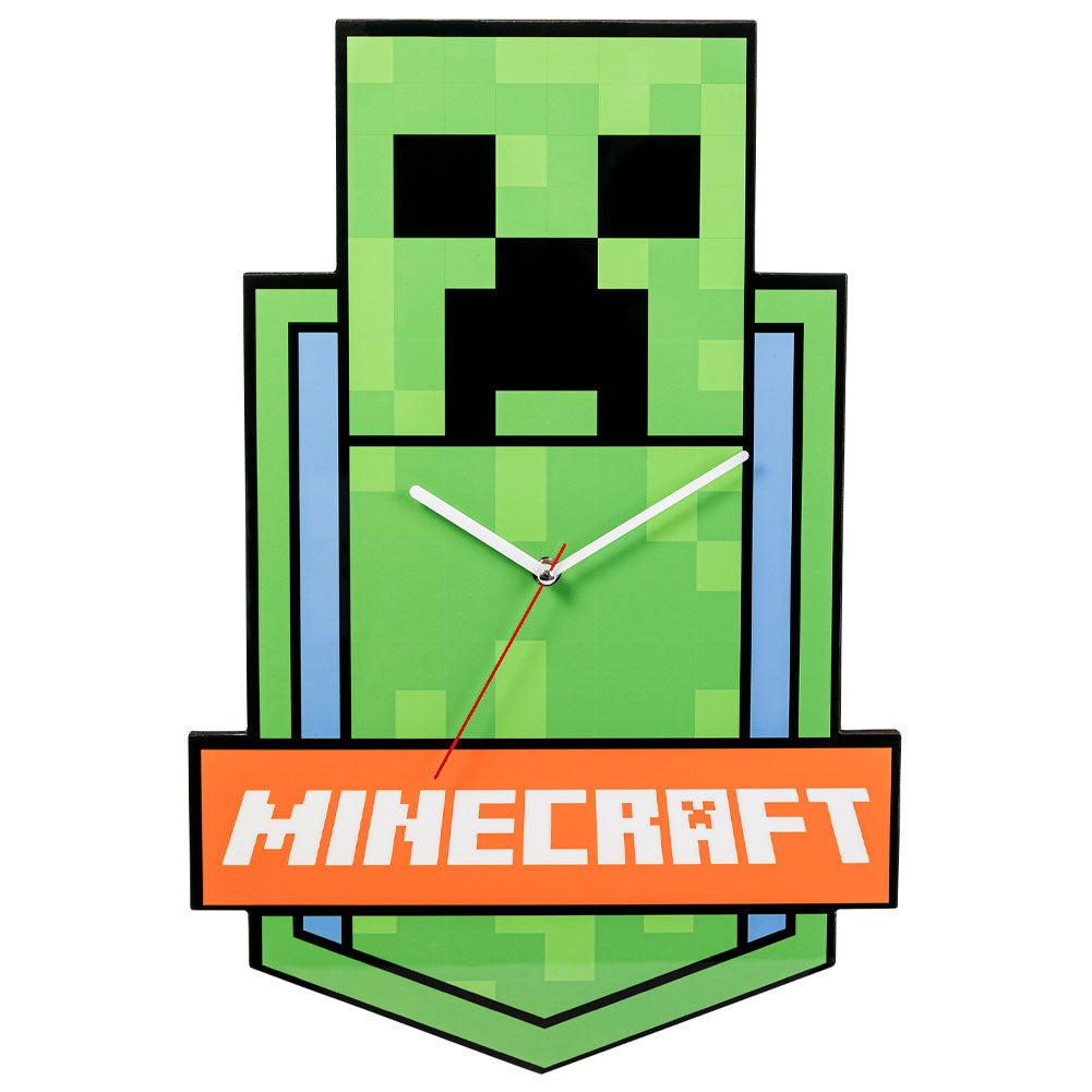 Extra Large Premium Minecraft Metal Wall Clock in Creeper Shape