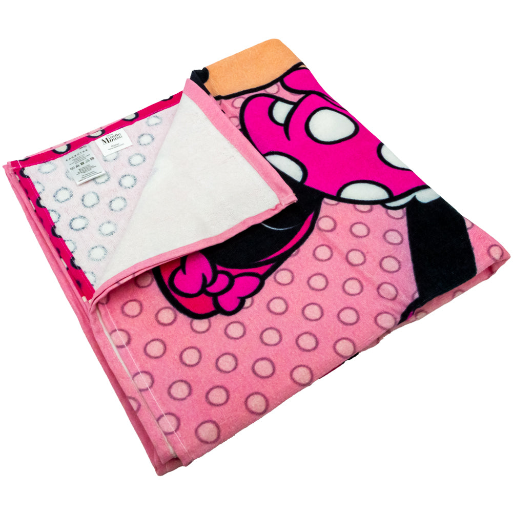 Large and Soft 100% Cotton Pink Minnie Mouse Velour Beach Towel