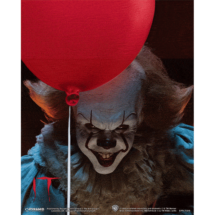 Stunning IT-themed 3D Lenticular Print of Evil Pennywise with Red Balloon