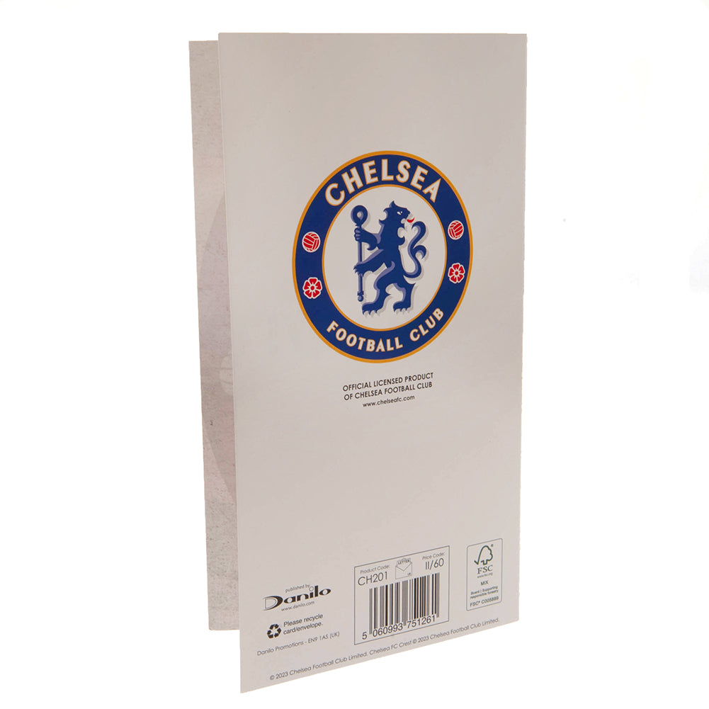 Retro Chelsea FC Blue and White Glossy Birthday Card