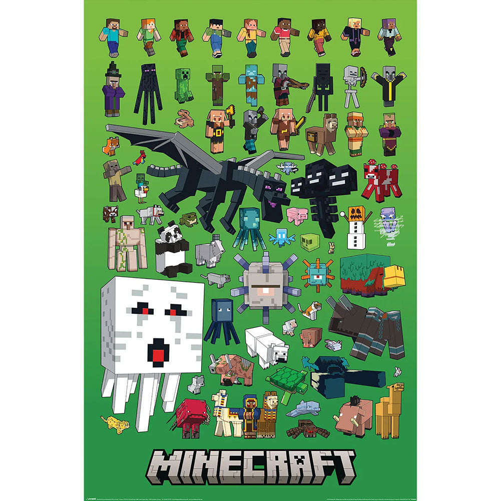 High - Res Rolled Minecraft Character Montage Poster, 61cm x 91cm