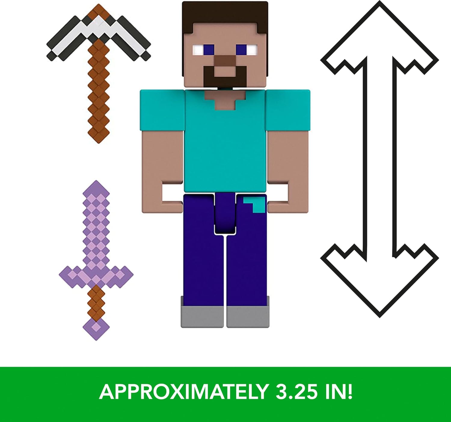 3.25-Inch Scale Minecraft Steve Collectible Action Figure with Iconic Accessories