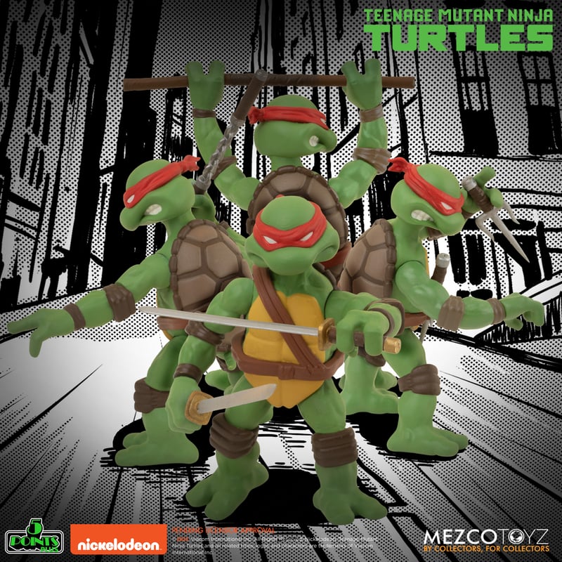 Mezco Deluxe Boxed Set of 4 Five-Point Articulated Teenage Mutant Ninja Turtles Action Figures