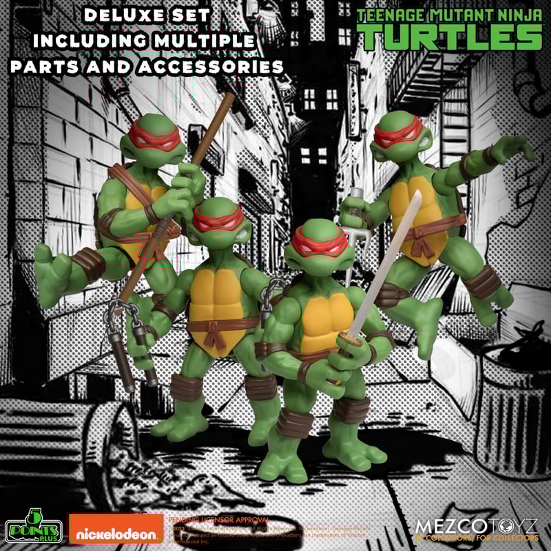 Mezco Deluxe Boxed Set of 4 Five-Point Articulated Teenage Mutant Ninja Turtles Action Figures