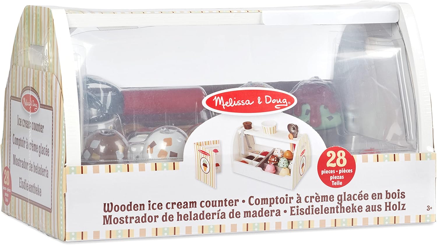 Melissa & Doug Premium Wooden Ice Cream Counter Toy Shop for Kids' Role - Playing