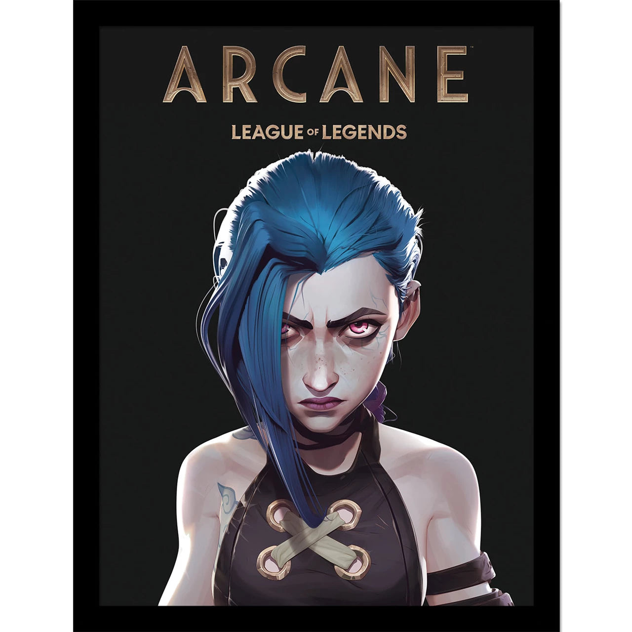 High - Quality Framed Jinx Arcane League of Legends Collector Print Measuring 30 x 40cm