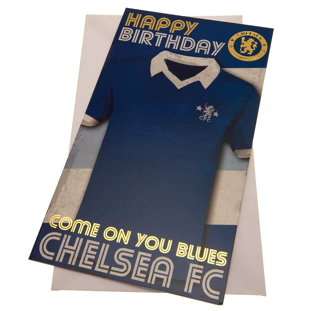 Retro Chelsea FC Blue and White Glossy Birthday Card