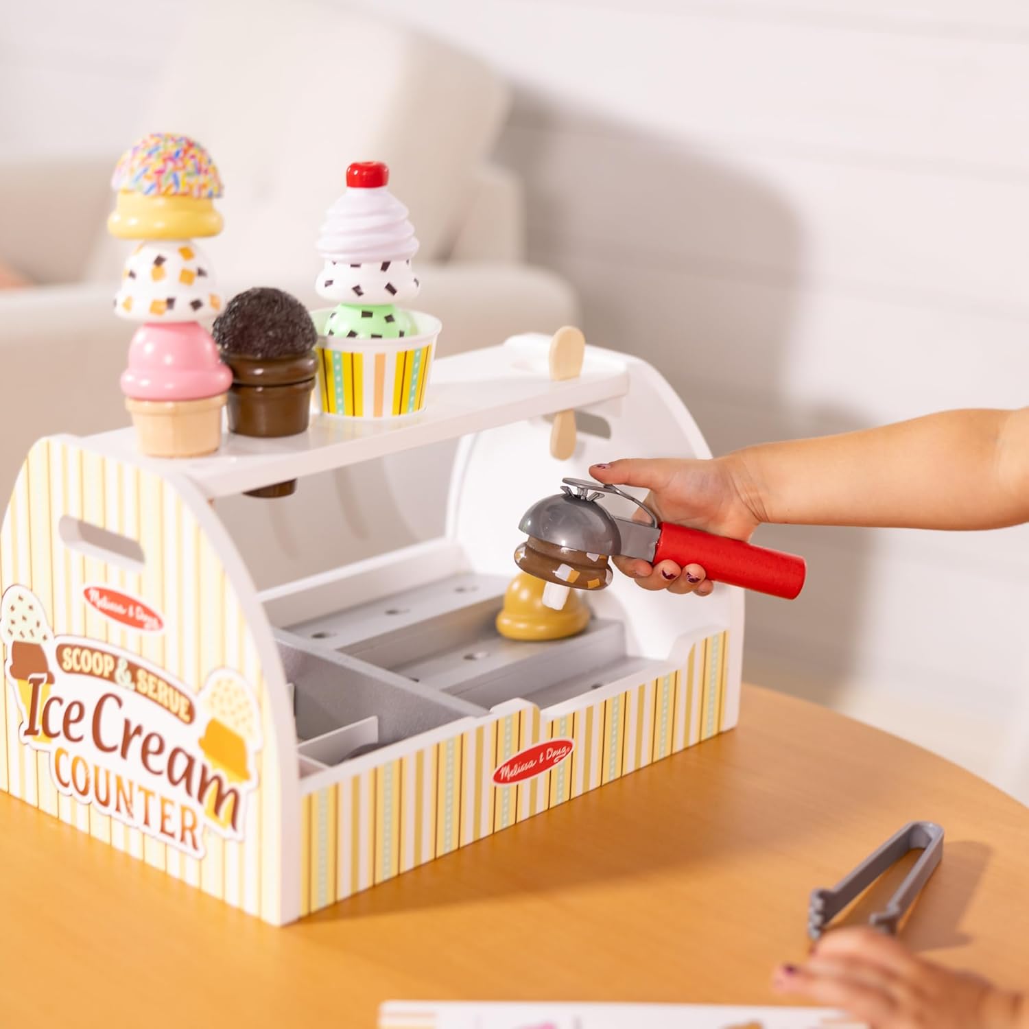 Melissa & Doug Premium Wooden Ice Cream Counter Toy Shop for Kids' Role - Playing
