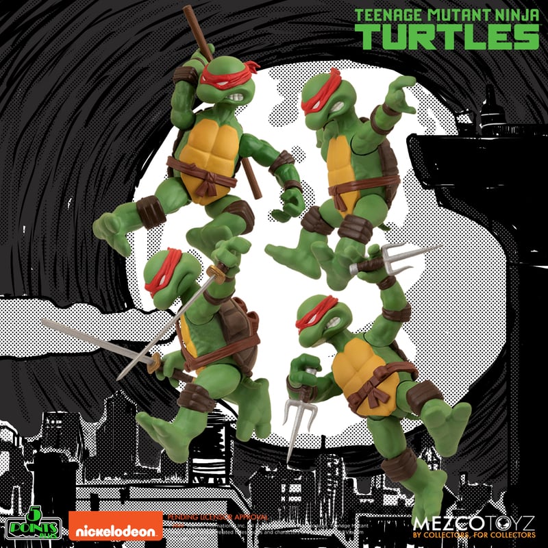 Mezco Deluxe Boxed Set of 4 Five-Point Articulated Teenage Mutant Ninja Turtles Action Figures