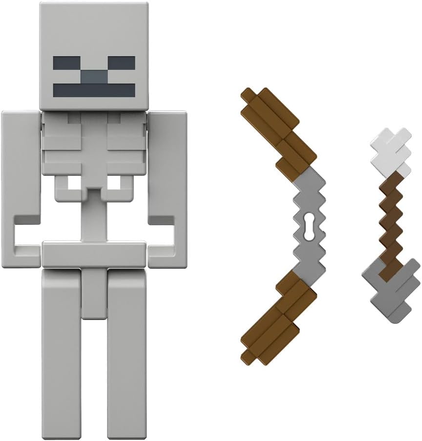 Minecraft 3.25-Inch Scale Collectible Skeleton Action Figure with Iconic Accessories