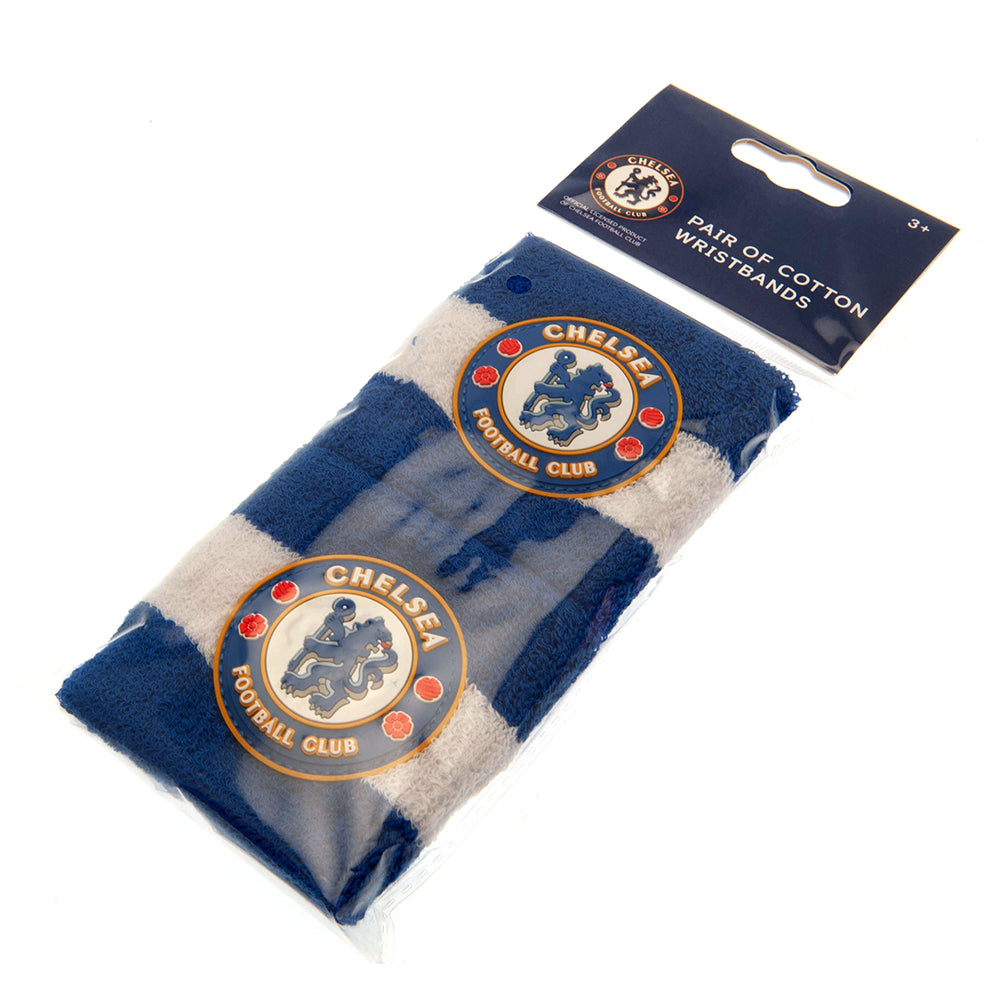 Soft Cotton Chelsea FC Blue and White Elastic Wristbands Pack of 2