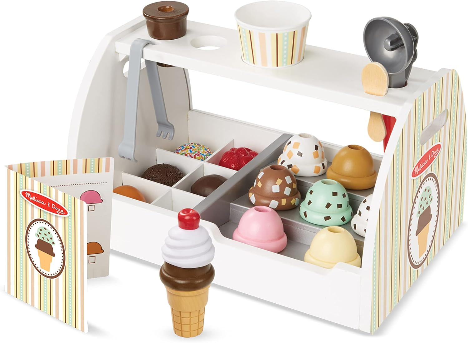 Melissa & Doug Premium Wooden Ice Cream Counter Toy Shop for Kids' Role - Playing