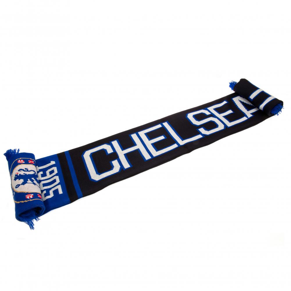 Navy and Royal Jacquard Knit Chelsea FC Scarf with Fringe