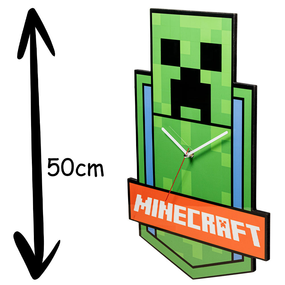 Extra Large Premium Minecraft Metal Wall Clock in Creeper Shape