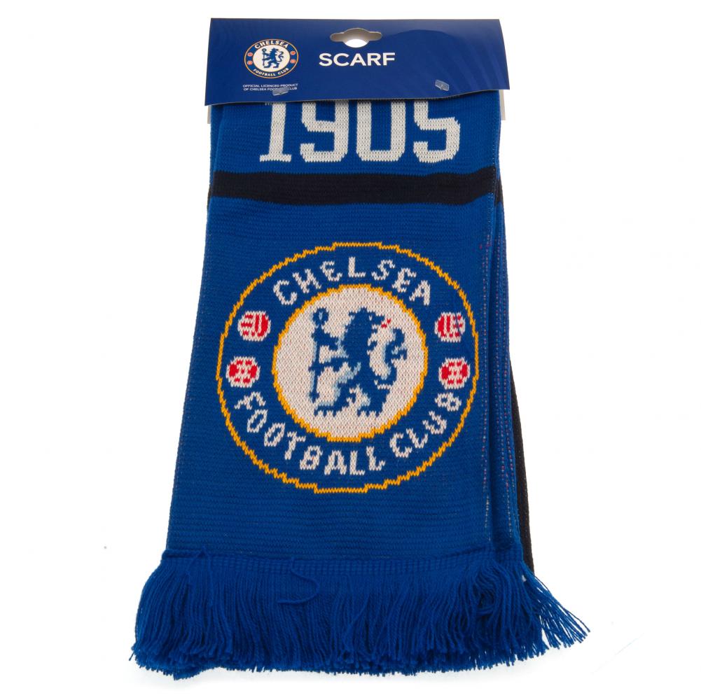 Navy and Royal Jacquard Knit Chelsea FC Scarf with Fringe