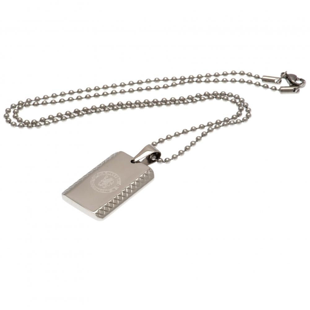 Stainless Steel Chelsea FC Patterned Engraved Dog Tag with Ball Chain