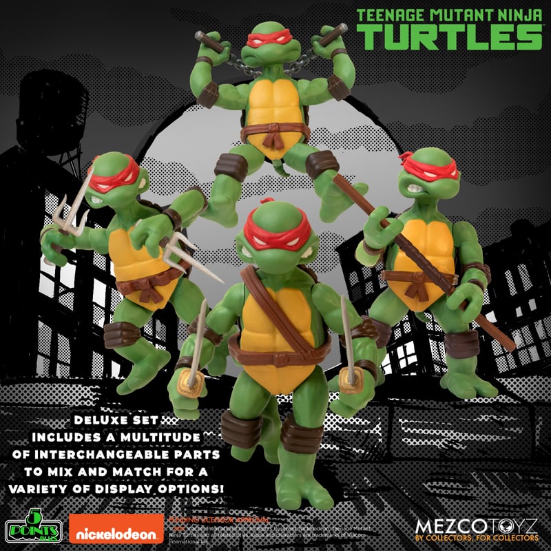 Mezco Deluxe Boxed Set of 4 Five-Point Articulated Teenage Mutant Ninja Turtles Action Figures