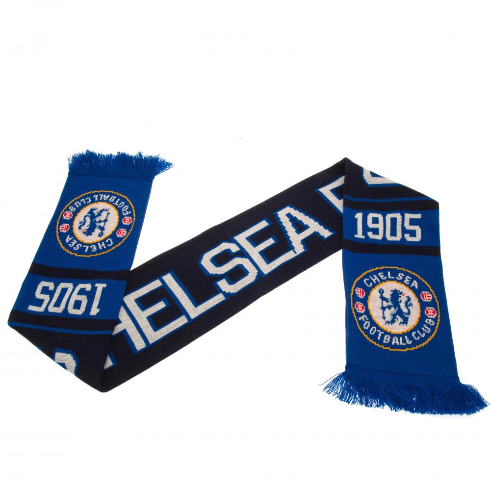 Navy and Royal Jacquard Knit Chelsea FC Scarf with Fringe