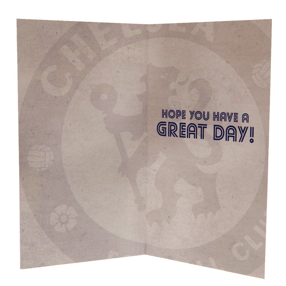 Retro Chelsea FC Blue and White Glossy Birthday Card