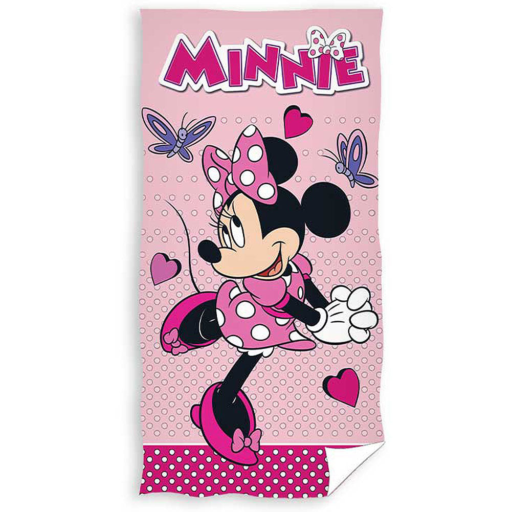 Large and Soft 100% Cotton Pink Minnie Mouse Velour Beach Towel