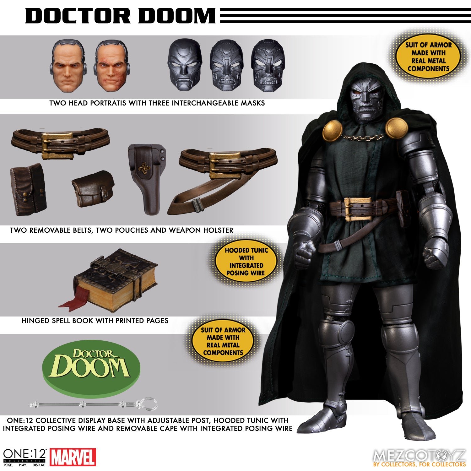 Mezco Marvel One:12 Collective Highly Detailed and Articulated Doctor Doom Action Figure Toy