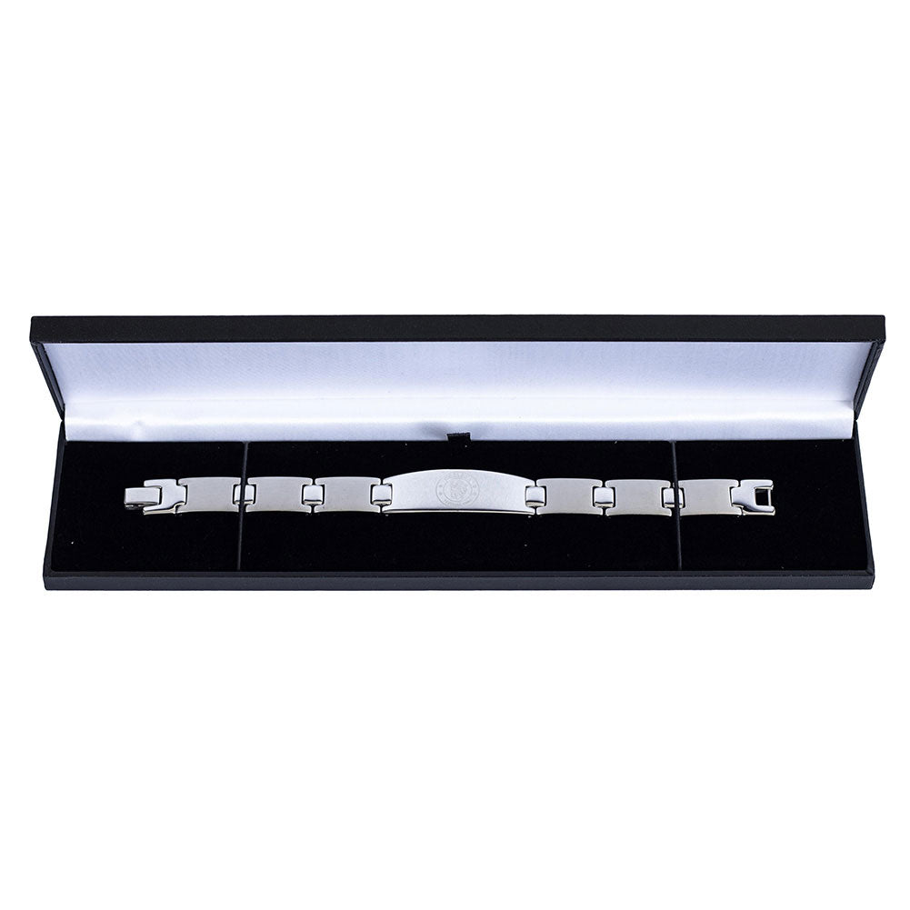 Brushed Stainless Steel Oval Plate Chelsea FC Logo Bracelet