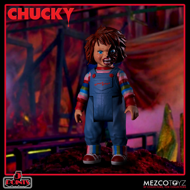 Mezco 5 Points Deluxe Chucky Action Figure Set for Collectors